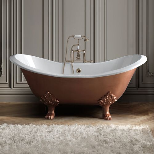 Ovale Badewanne - THYM - BLEU PROVENCE - auf Füßen / Gusseisen / blau