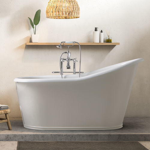 Ovale Badewanne - OLD LAVANDE - BLEU PROVENCE - freistehend / Gusseisen / weiß