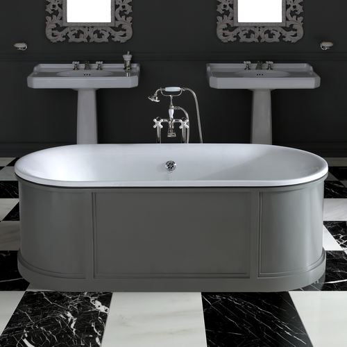 Ovale Badewanne - CHIC - BLEU PROVENCE - freistehend / Gusseisen / weiß