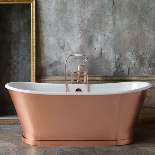 Ovale Badewanne - ANTICA - BLEU PROVENCE - freistehend / Gusseisen / weiß