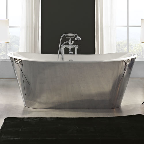 Ovale Badewanne - TRENDY - BLEU PROVENCE - freistehend / Gusseisen / weiß