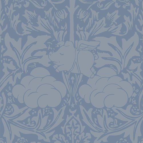 Stil-Tapete - MORRIS DREAM - GREY CAPTAIN BLUE - Mineheart - Vlies / Blumenmotiv / Naturmotiv