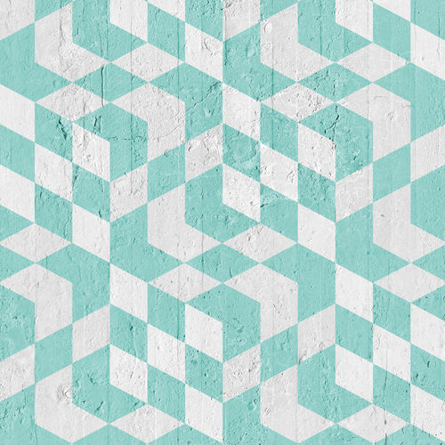 Klassische Tapete - AQUAMARINE OPTICAL CUBES - Mineheart - Vlies / Motiv / himmelblau