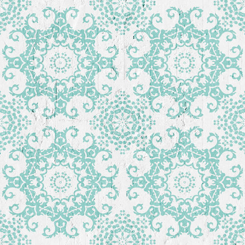 Klassische Tapete - AQUAMARINE OPTICAL DAMASK - Mineheart - Vlies / Damast-Motiv / Betonoptik