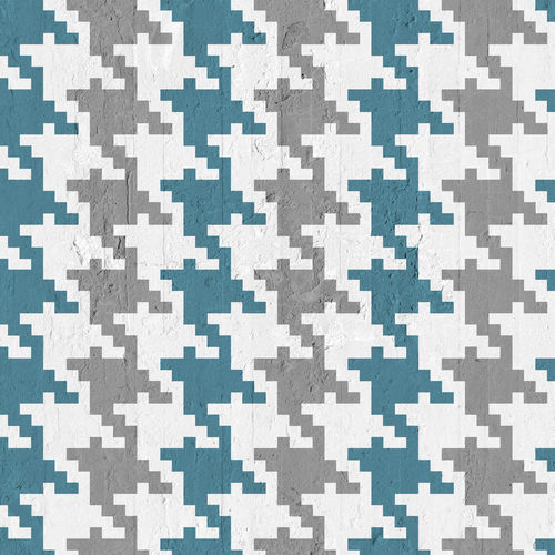Moderne Tapete - PETROLEUM &amp; GREY PIED DE POULE - Mineheart - Vlies / Motiv / Stoffoptik