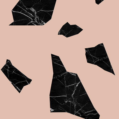 Moderne Tapete - MARBLE FRAGMENT- BLACK &amp; PINK - Mineheart - Vlies / Motiv / Marmoroptik