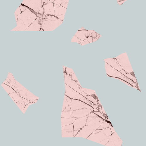 Moderne Tapete - MARBLE FRAGMENT - PINK &amp; BLUE - Mineheart - Vlies / Motiv / Marmoroptik