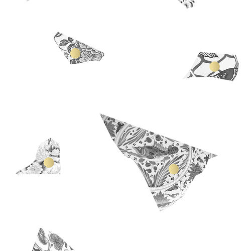 Moderne Tapete - WHITE &amp; GREY PLATE FRAGMENT - Mineheart - Vlies / Motiv / Marmoroptik