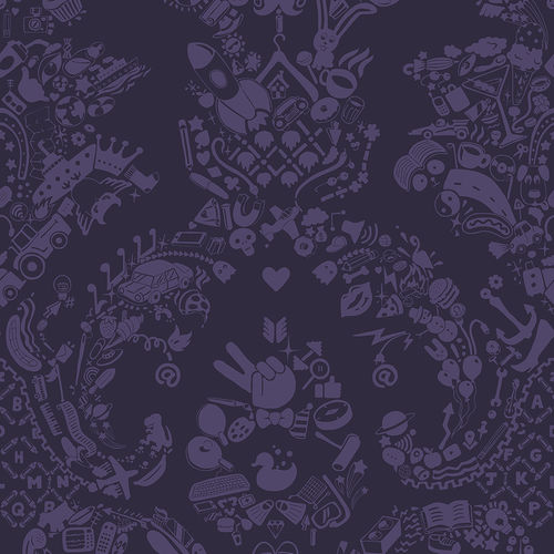 Moderne Tapete - NEW WORLD DAMASK - PURPLE &amp; PURPLE - Mineheart - Vlies / Damast-Motiv / Stoffoptik