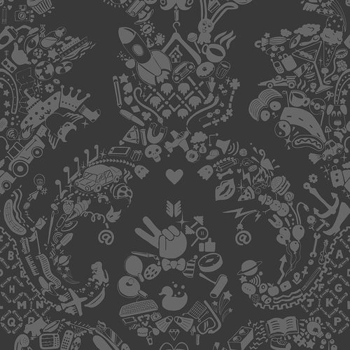Design-Tapete - NEW WORLD DAMASK - GREY &amp; GREY - Mineheart - Vlies / Motiv / Stoffoptik