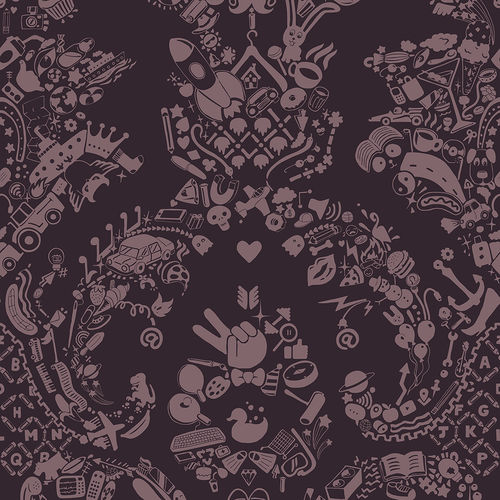 Design-Tapete - NEW WORLD DAMASK - PINK &amp; PINK - Mineheart - Vlies / Motiv / Stoffoptik