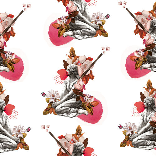 Moderne Tapete - PINK SAUDADE - Mineheart - Blumenmotiv / Szenen / Vlies