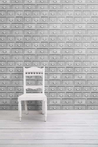 Klassische Tapete - INDUSTRIAL DRAWERS - Mineheart - Vintage / Stoff / Vinyl