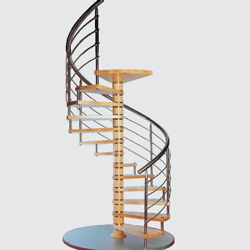 Wendeltreppe - INOX - interSCALA - Holzstufen / mit Holzstruktur / modern