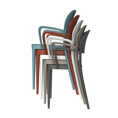 Moderner Restaurantstuhl - AMY  - ALMA DESIGN S.R.L. - Stoff / mit Armlehnen