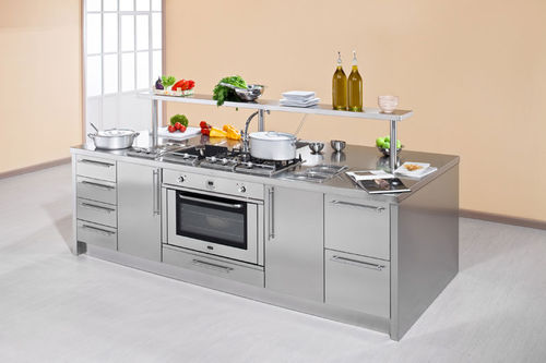Moderne Küche - WORK STATION - ARCA CUCINE ITALIA S.R.L. - Edelstahl / Kochinsel / mit Griffen