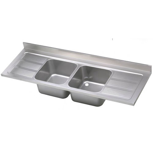 Doppelbeckenspüle - INDUSTRIAL - BRAVO INOX S.R.L. - mit Abtropffläche / Edelstahl / einbaufähig