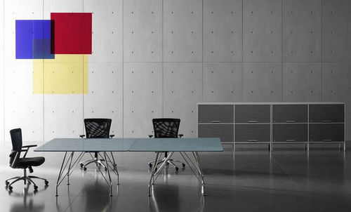 Moderner Besprechungstisch - MEETING - MASCAGNI - Glas / rechteckig / modular