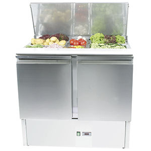 Profi-Saladette - MAGIC SAL 9000 - FRIGEO PERFECT COOLING - Edelstahl / gekühlt / mit 2 Türen
