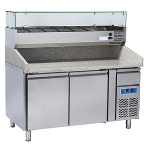 Zubereitungstisch für Pizza - PIZZAMASTER PM 1500 - FRIGEO PERFECT COOLING - Edelstahl / mit Stauraum / Profi