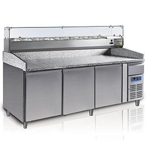 Zubereitungstisch für Pizza - PIZZAMASTER PM 2000 - FRIGEO PERFECT COOLING - Edelstahl / mit Stauraum / Profi