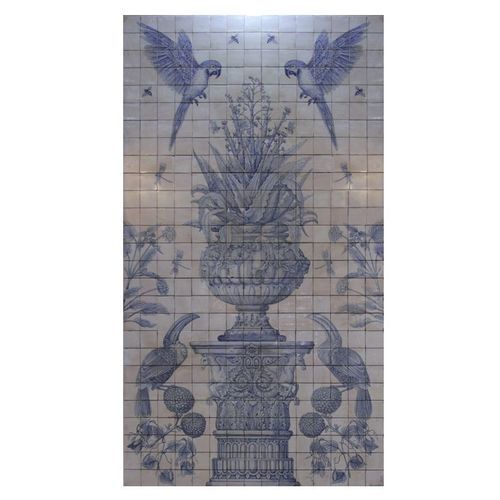 Keramik-Dekorplatte - 6 MU 85 - GUADARTE - wandmontiert / handgemalt / Mosaikoptik