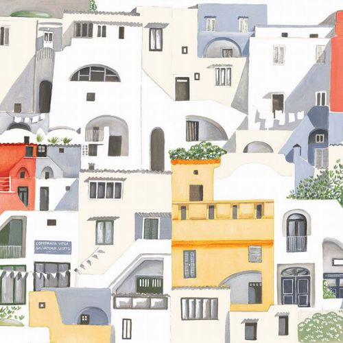 Möbelstoff - POSITANO - Olivier Thévenon Selection - für Vorhänge / Städtemotiv / Baumwolle