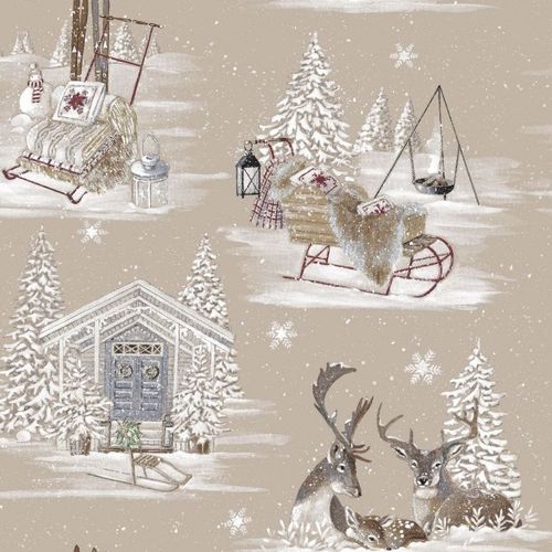 Möbelstoff - RENNES DES NEIGES  - Olivier Thévenon Selection - Motiv / Baumwolle / waschbar