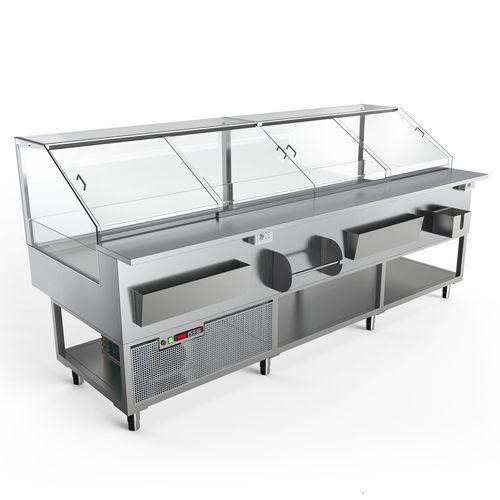 Verkaufskühlvitrine - Chicago - Moving Glass & Metal Design - für Metzgerei / Edelstahl / Aluminium
