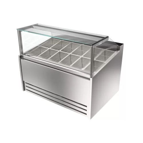 Verkaufskühlvitrine - Oasi - Moving Glass & Metal Design - für Konditoreien / Edelstahl / ohne Tür