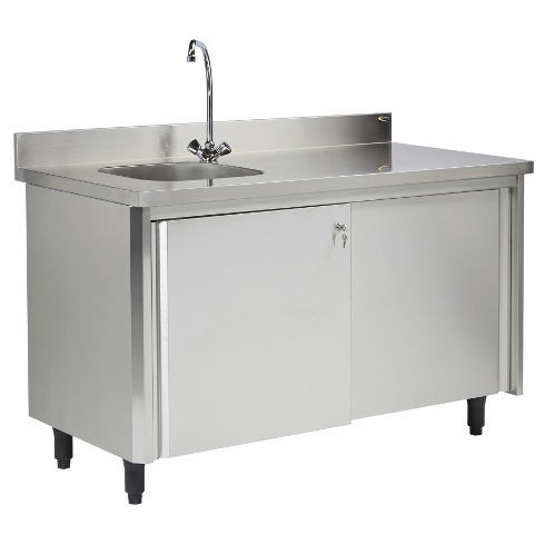 Edelstahl-Zubereitungstisch - MH1 - SOFINOR SAS - mit Stauraum / mit Waschbecken / Profi