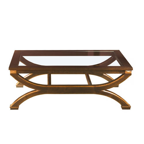 Klassischer Couchtisch - OROPESA - ACANTO - Glas / Nussbaum / Holzfurnier