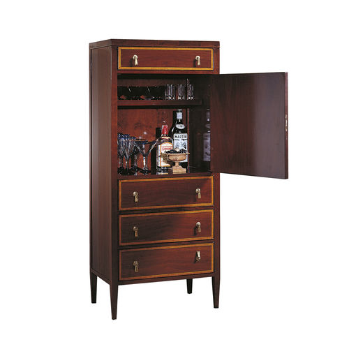 Klassischer Barschrank - POTTERS - ACANTO - Nussbaum / Holzfurnier / mit Flügeltür