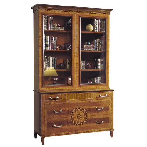Klassisches Bücherregal - JERICA - ACANTO - Holzfurnier / verglast / mit Stauraum