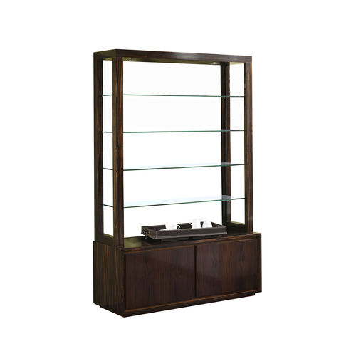 Modernes Bücherregal - KENYA - ACANTO - Nussbaum / Holzfurnier / Glas
