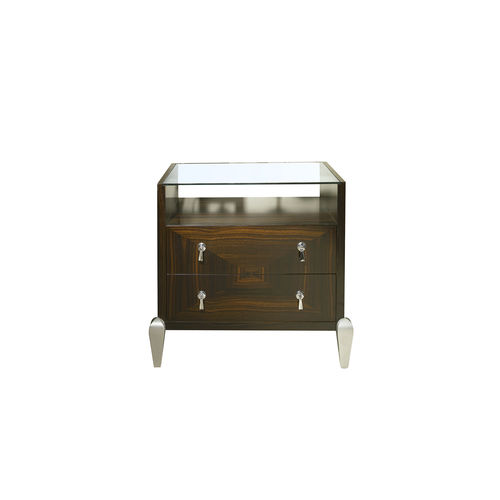 Moderner Nachttisch - LYS Small - ACANTO - Glas / Gestell aus lackiertem Metall / rechteckig
