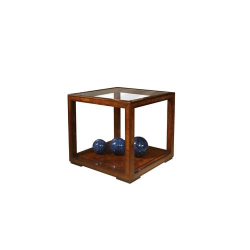 Klassischer Beistelltisch - MANZONIA - ACANTO - Glas / Gestell aus Holz / quadratisch
