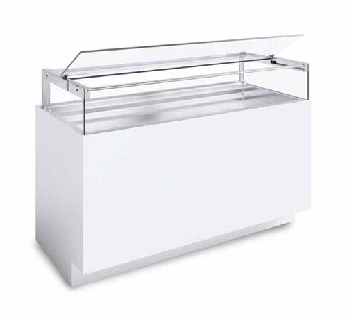 Beheizte Verkaufsvitrine / Verkaufs - FLAT G1 - CIAM S.P.A. - auf Rollen / für Schokoladeartikel / mit Sichtfläche