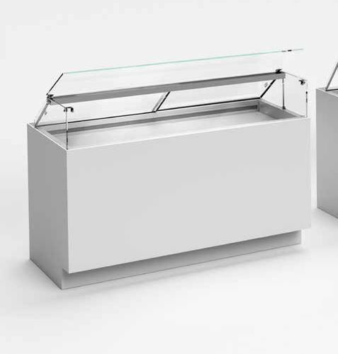 Beheizte Verkaufsvitrine / Verkaufs - FLAT R4UP 1200 - CIAM S.P.A. - auf Rollen / für Schokoladeartikel / mit Sichtfläche