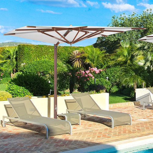 Quadratischer Sonnenschirm - OCEAN MASTER MAX ZERO HORIZON CANTILEVER - TUUCI - Ampel / Stoff / Holz