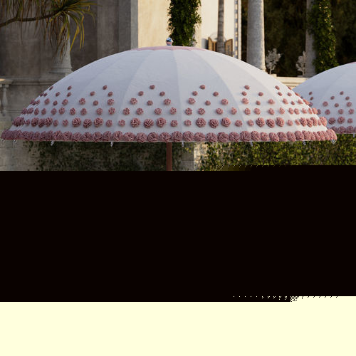 Runder Sonnenschirm - OMBRÉ BLOSSOM - TUUCI - mit Zentralmast / Teakholz / Thermoplast