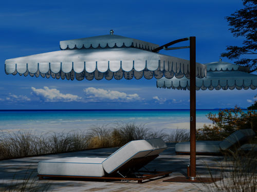 Quadratischer Sonnenschirm - OCEAN MASTER MAX CUPOLA CANTILEVER - TUUCI - als Auskragung / Titan / Stoff