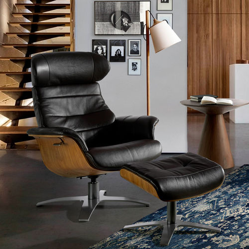 Moderner Sessel - 5034 - Angel Cerdá - Leder / Kuhfell / Nussbaum