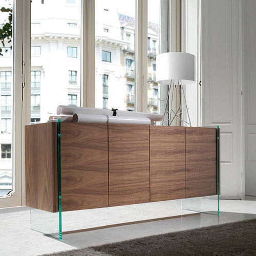 Modernes Sideboard - 3057 - Angel Cerdá - Nussbaum / Holzfurnier / Glas