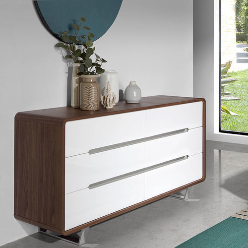 Moderne Kommode - 7106 - Angel Cerdá - Nussbaum / rechteckig / mit Schublade