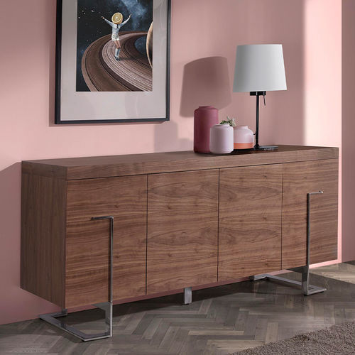 Modernes Sideboard - 3221 - Angel Cerdá - Holzfurnier / Chromstahl / mit Regal