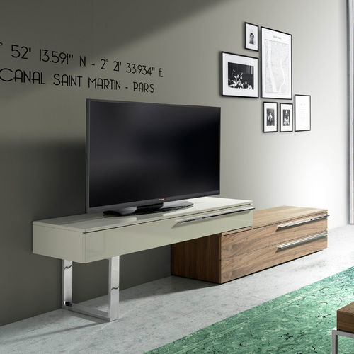 Modernes Fernsehmöbel - 3081 - Angel Cerdá - mit Schubladen / Nussbaum / lackiertes MDF