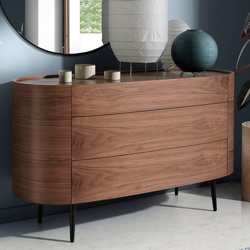 Moderne Kommode - 7075 - Angel Cerdá - Nussbaum / 3 Schubladen / für Hotelzimmer