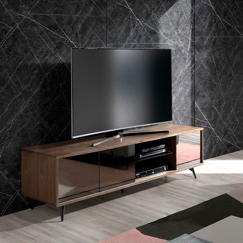 Modernes Fernsehmöbel - 3223 - Angel Cerdá - Nussbaum / Glas / braun