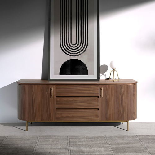 Modernes Sideboard - 3228 - Angel Cerdá - Nussbaum / Holzfurnier / Edelstahl